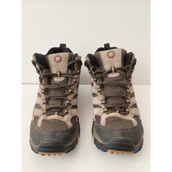 Merrell Moab 2 Mid Hiking Boots Men 9 Walnut Gray Vibram Waterproof JO6045 - Picture 2 of 6